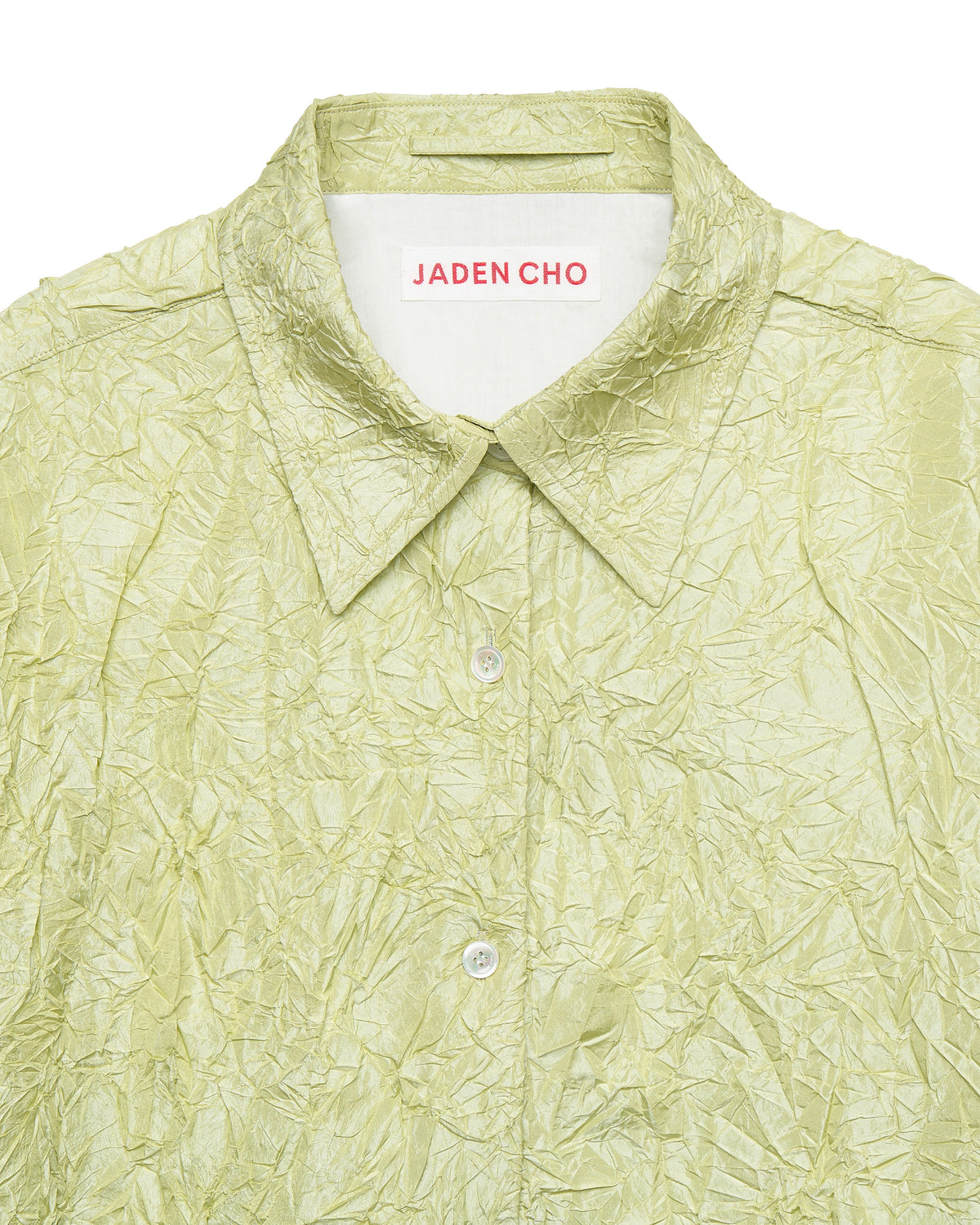 LIGHT GREEN CREASED SILK TAFFETA SHIRT