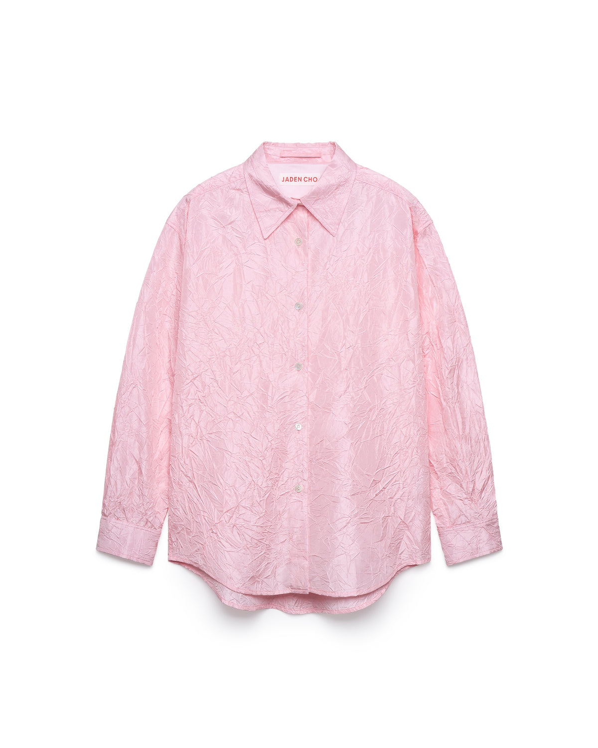 PINK CREASED SILK TAFFETA SHIRT