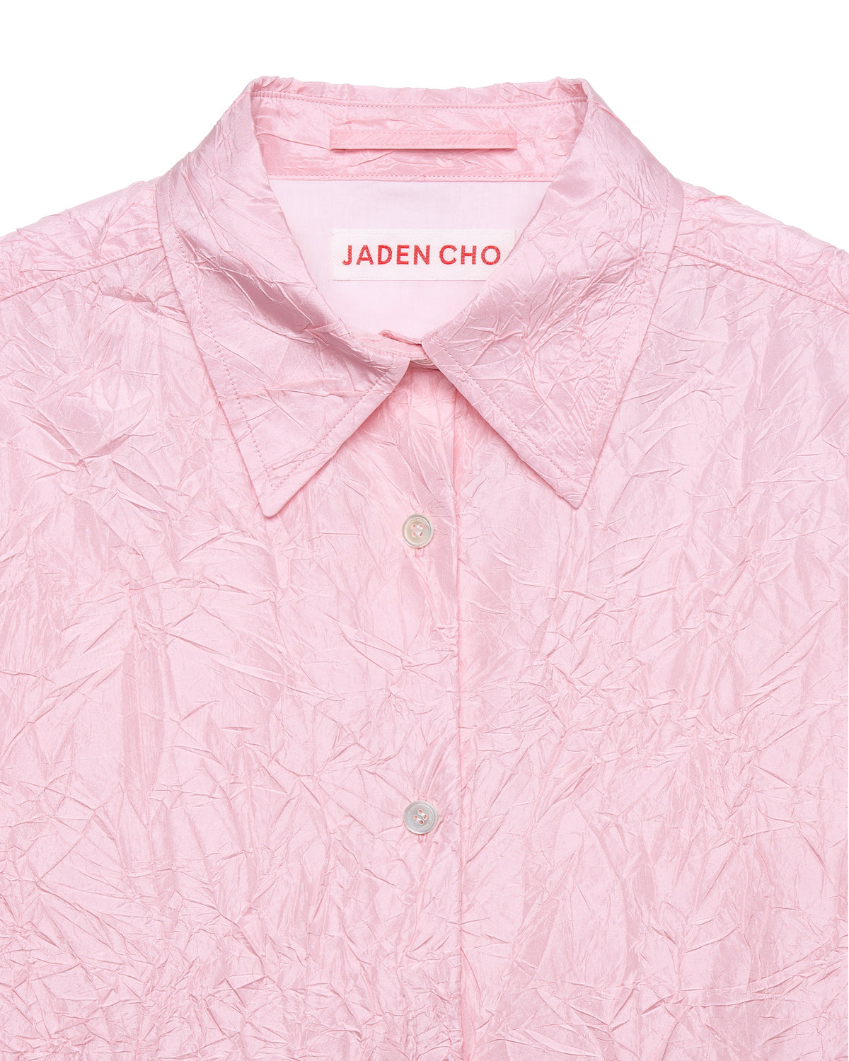 PINK CREASED SILK TAFFETA SHIRT
