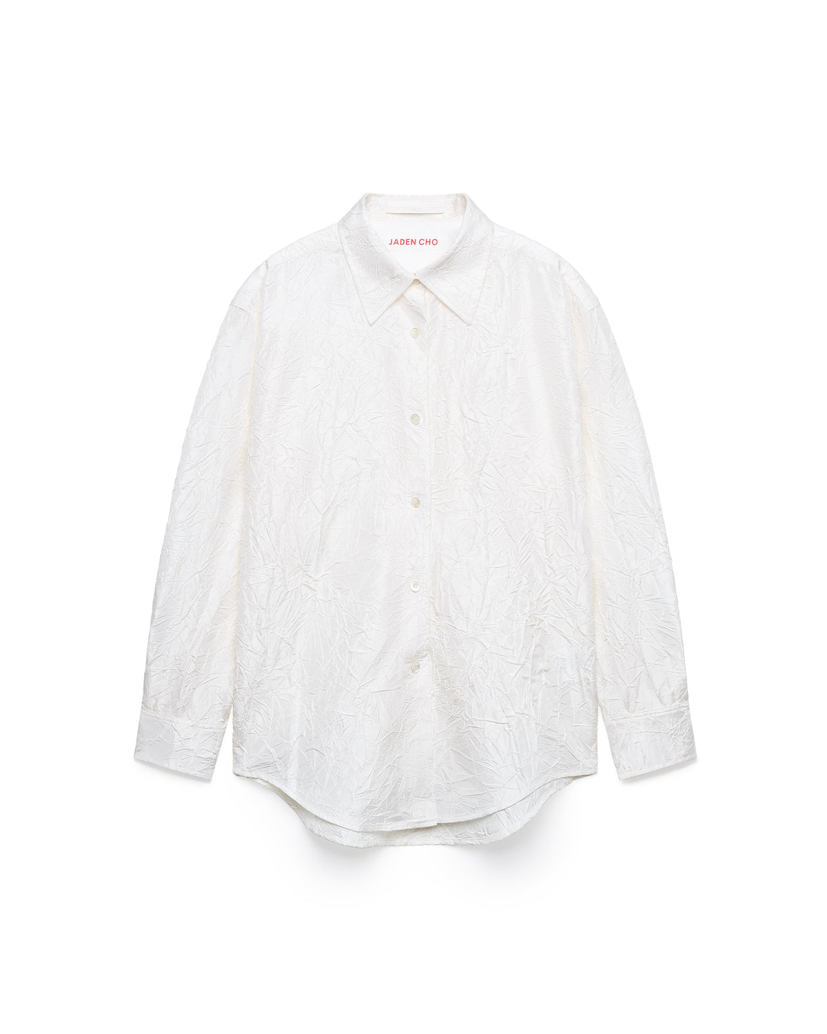 WHITE CREASED SILK TAFFETA SHIRT