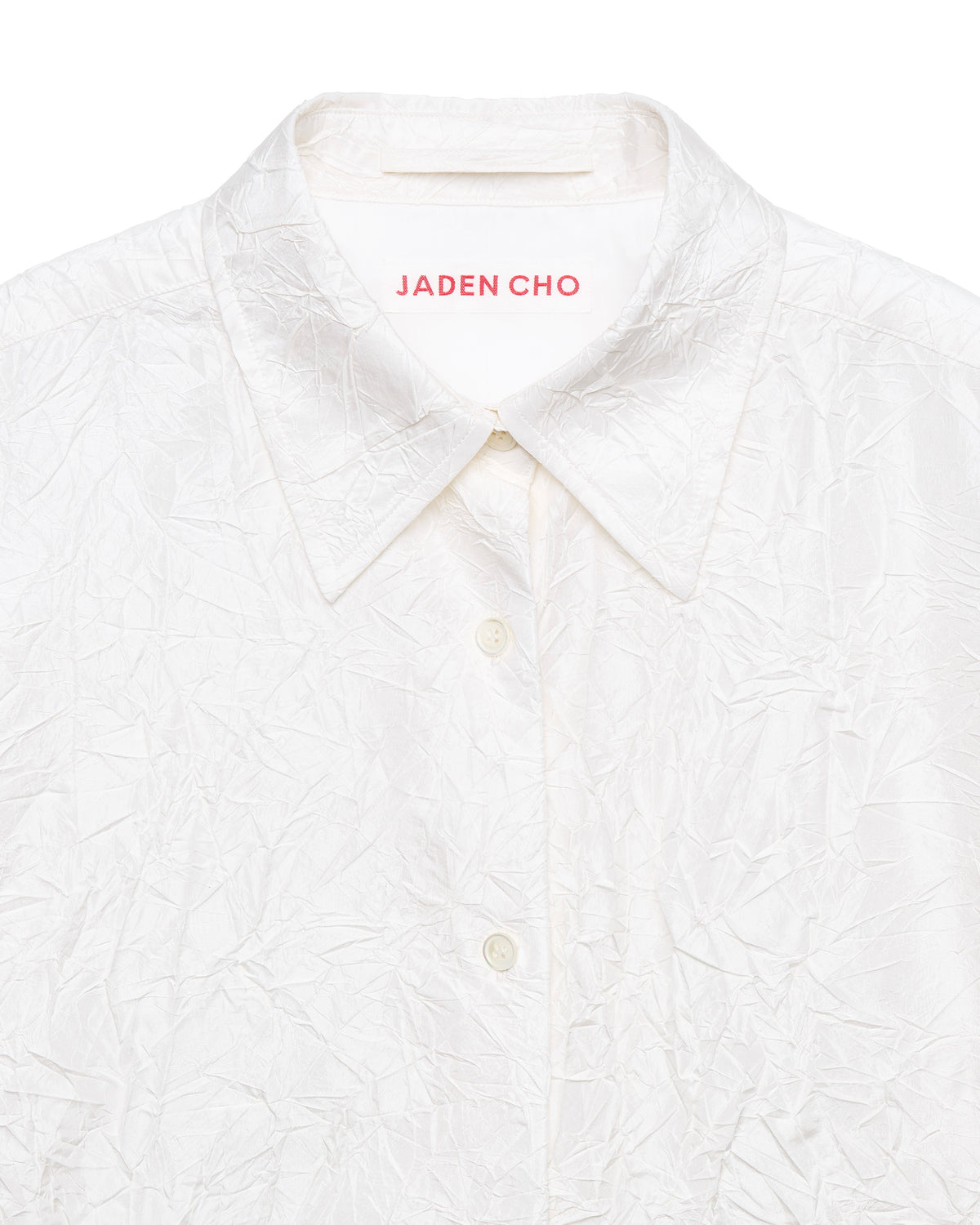 WHITE CREASED SILK TAFFETA SHIRT