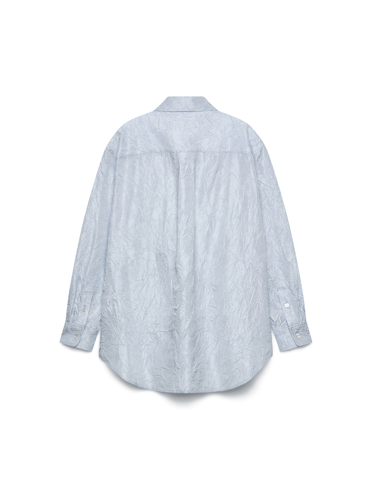 LIGHT BLUE CREASED SILK TAFFETA SHIRT
