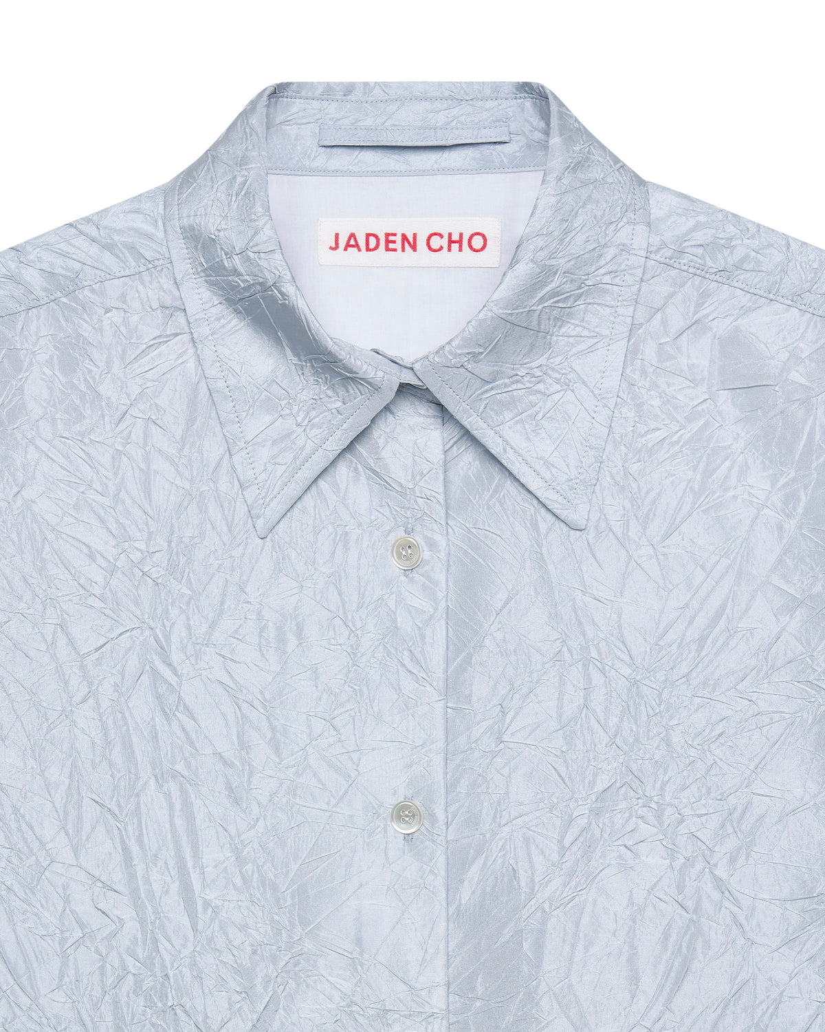 LIGHT BLUE CREASED SILK TAFFETA SHIRT
